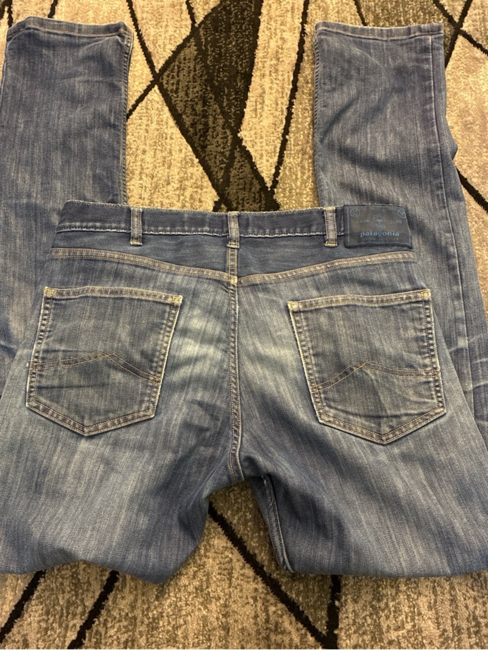 Patagonia Dark Blue Denim Jeans with Yellow Stitching